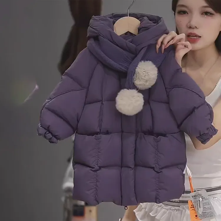 2025年冬季新款儿童男女童中大童连帽棉服防寒服中长款外套棉袄潮