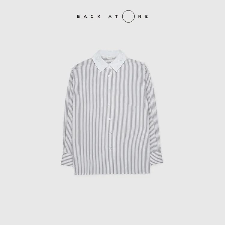 BACKATONE“花之踪迹“ 时尚精致手工绣花长袖衬衫 BFF-1BS405Q-K