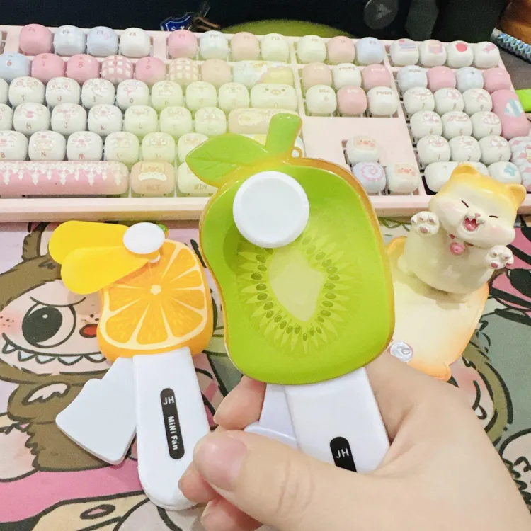 手压式手摇风扇便宜小风扇手压风扇可爱卡通夏天风大无声户外