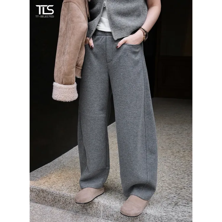 TT【弯刀卫裤】羊毛桑蚕丝冬季腿型克星保暖阔腿休闲运动卫裤CJ7196