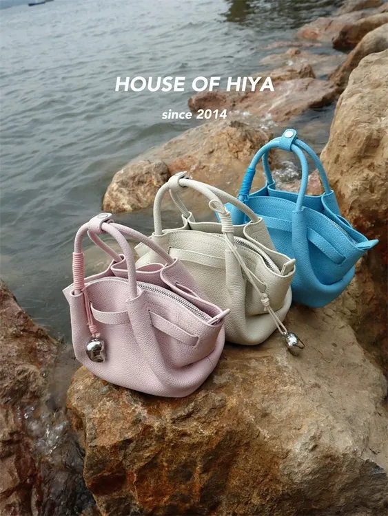 HOUSE OF HIYA新款小懒包头层牛皮小众高级感手提单肩斜挎饺子包