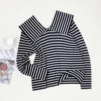 【女王洛克】韩版洋气条纹绵羊毛针织衫秋季新款减龄百搭长袖LK8816