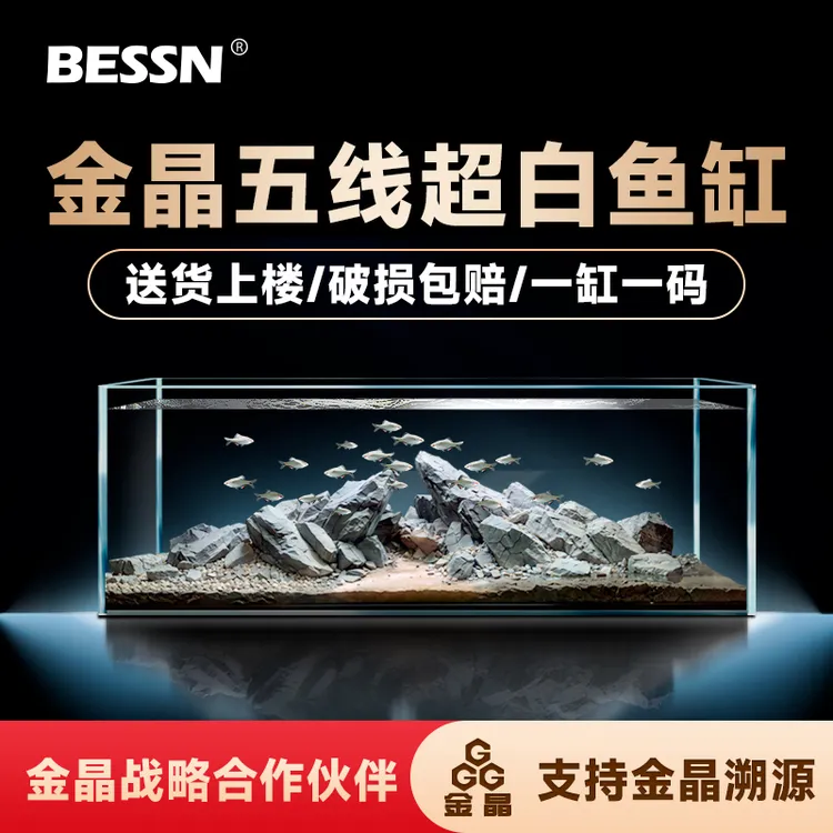 BESSN贝森超白鱼缸客厅家用金晶五线溪流缸养鱼造景乌龟专用缸