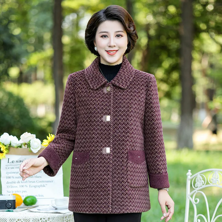 美学家秋冬新款中长款水貂绒外套中老年妈妈装时尚大衣外套D25123