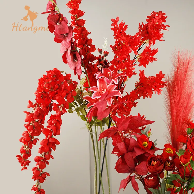 【汉唐美】仿真花红色系列干花福桶高丽瓶客厅插花摆件花艺花店资材
