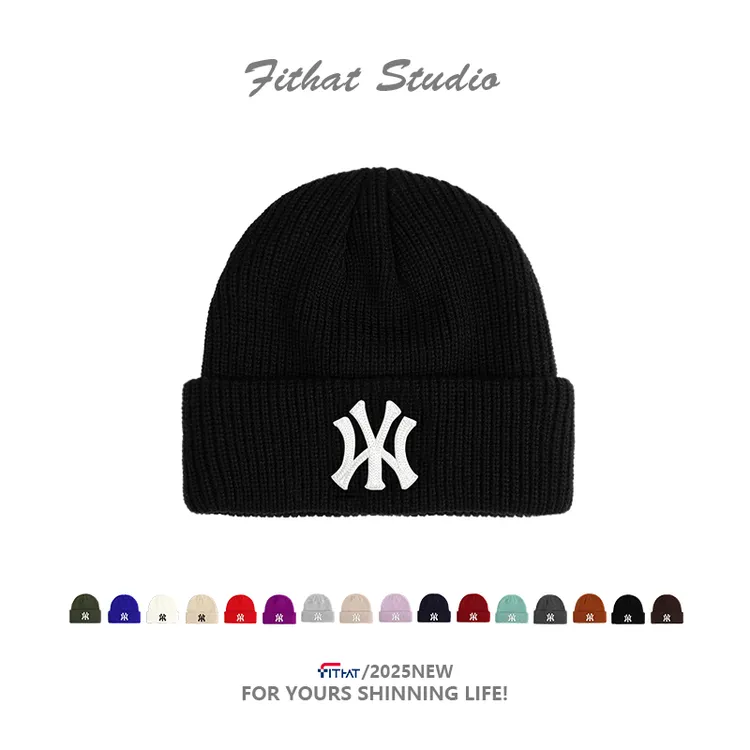 字母刺绣秋冬针织防寒帽子男女款保暖男士百搭冷帽情侣冬季毛线帽