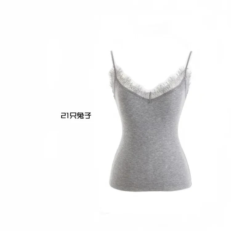 性感风网红夏季蕾丝女背心慵懒风显瘦吊带百搭修身通勤白色短款ol