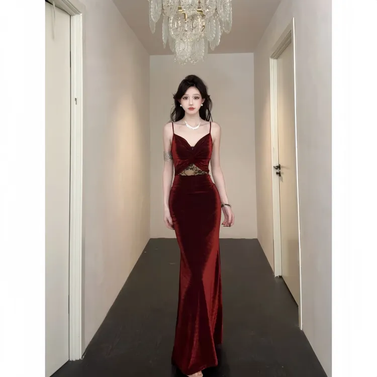 F127/1217/【雪雪专属】性感纯欲包臀长裙名媛修身显瘦礼服连衣裙
