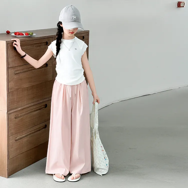 女童夏装套装2025新款6-12-15岁女大童韩系短袖T恤儿童夏季阔腿裤