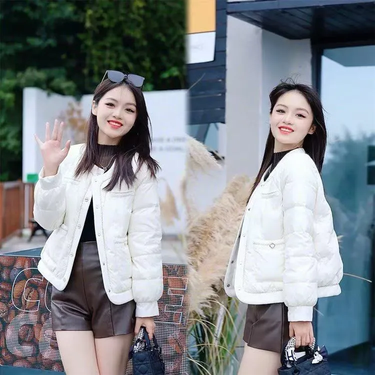 网红短款棉服女冬季小香风修身显瘦气质百搭轻薄保暖时尚韩版