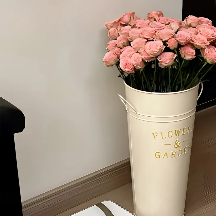 水培醒花桶深水家用养花插花桶大号花店鲜花桶卖花筒泡花复古蓝色