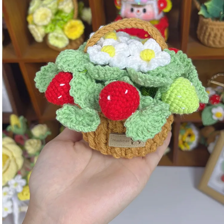 福利款可爱精致钩织小花篮