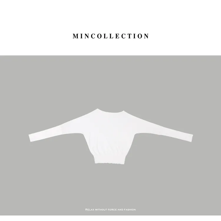 DE Mincollection斜肩针织/高捻棉斜肩不对称松紧收腰针织衫40495