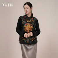 序缇新中式100%桑蚕丝马甲女外搭秋季新款马夹上衣H260-22573
