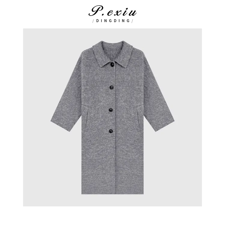 绵羊毛简约慵懒高级感翻领双面羊毛大衣 YJ0070