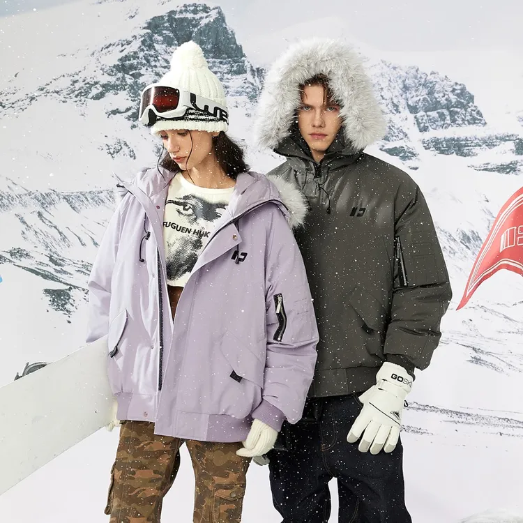 FORNINES防风派克领棉服男女情侣潮牌冬季防寒美式复古工装外套