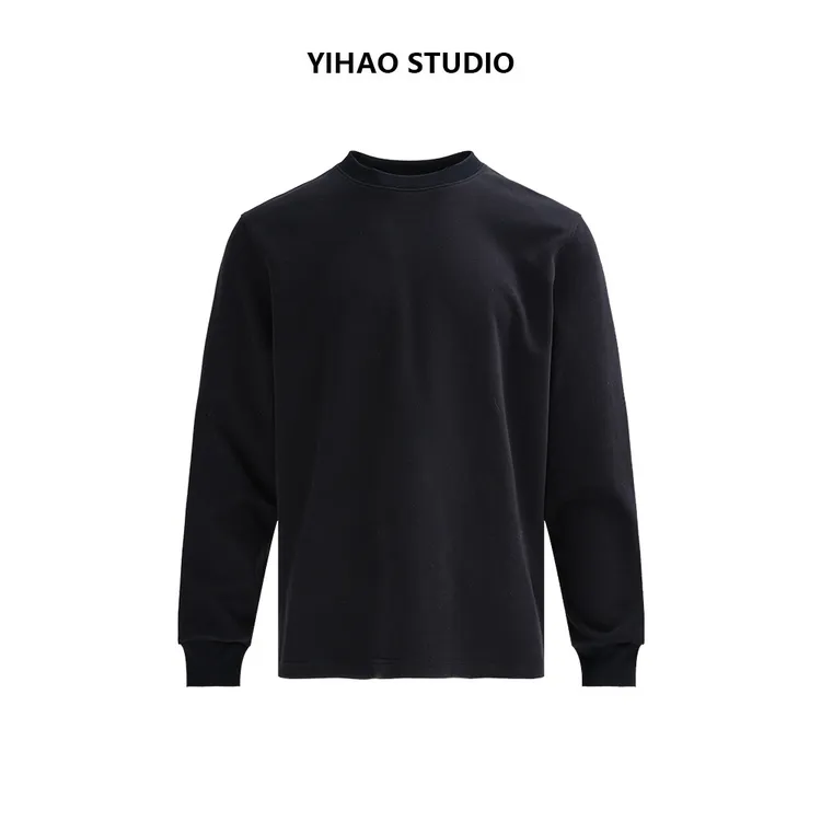 YIHAO STUDIO秋冬男款高级亲肤保暖长袖T恤休闲百搭磨毛圆领内搭