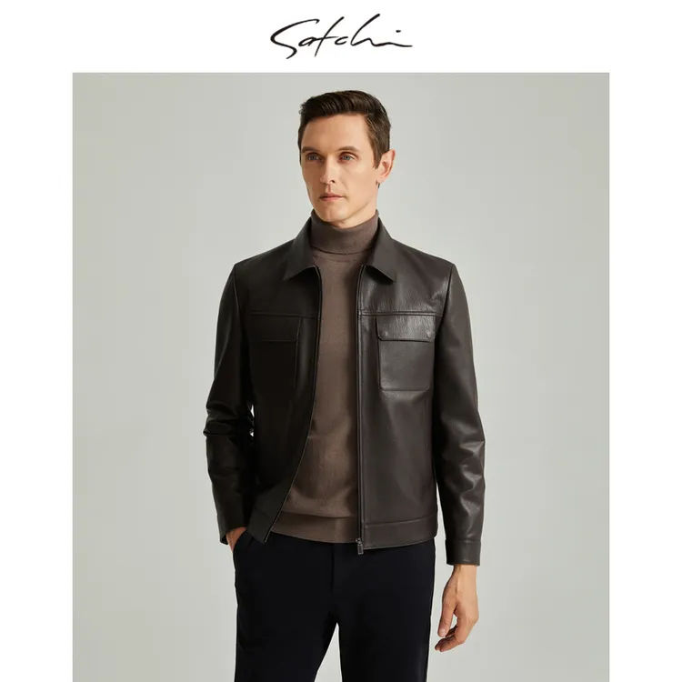 【雷总发布会同款】Satchi男装皮衣男款真皮头层羊皮时尚夹克外套男