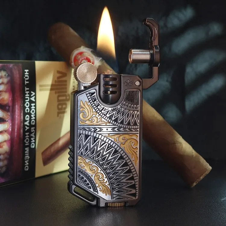 CHIEF/首领713机械弯刀曼陀罗设计款创意打火机个性高颜值礼品