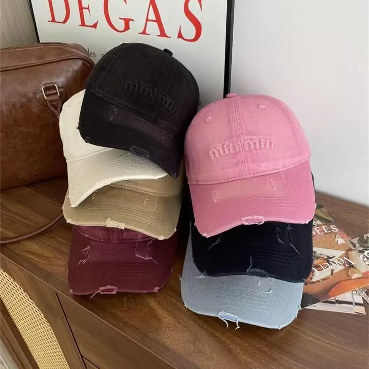 【Muusu】破洞棒球帽显脸小复古百搭街头鸭舌帽LY017(商家承担运费)