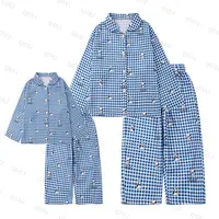 【QIULI】秋季“格子史努比”双层纱百分百棉休闲亲子款家居服套装
