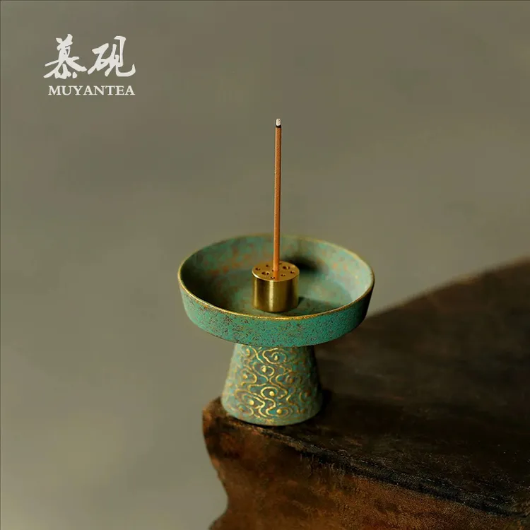 muyan/慕砚手作陶瓷檀香炉香座禅意沉香线香盘香插小众高级香皿立