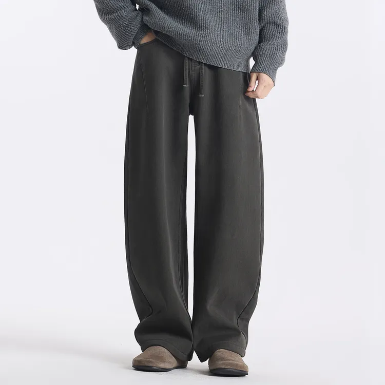 GCCDUPE77『漫冬凛』100%棉廓形结构抽绳设计加绒直筒百搭休闲裤