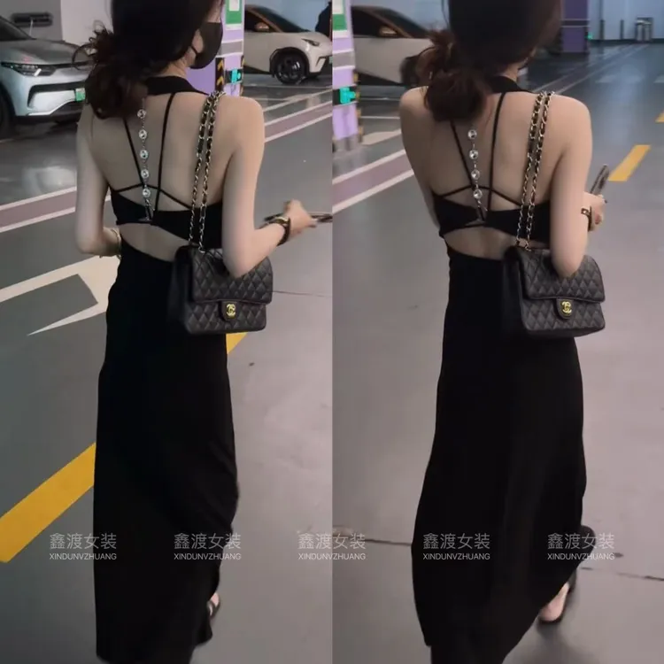 2025夏季新款时尚显瘦气质女士网红洋气连衣裙百搭款D5770