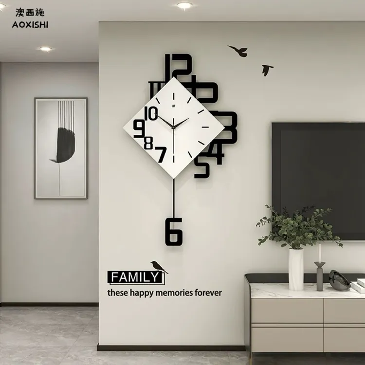澳西施简约大气创意钟表挂钟客厅高级装饰艺术时钟挂墙摇摆装饰钟