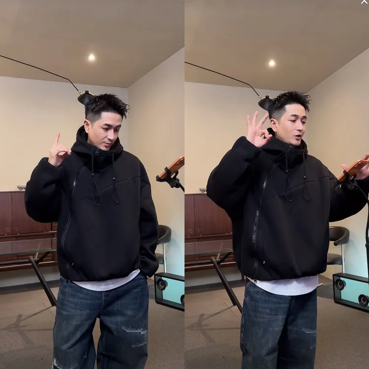 到位男装纯色宽松秋季时尚简约百搭加厚潮流痞帅连帽卫衣外套