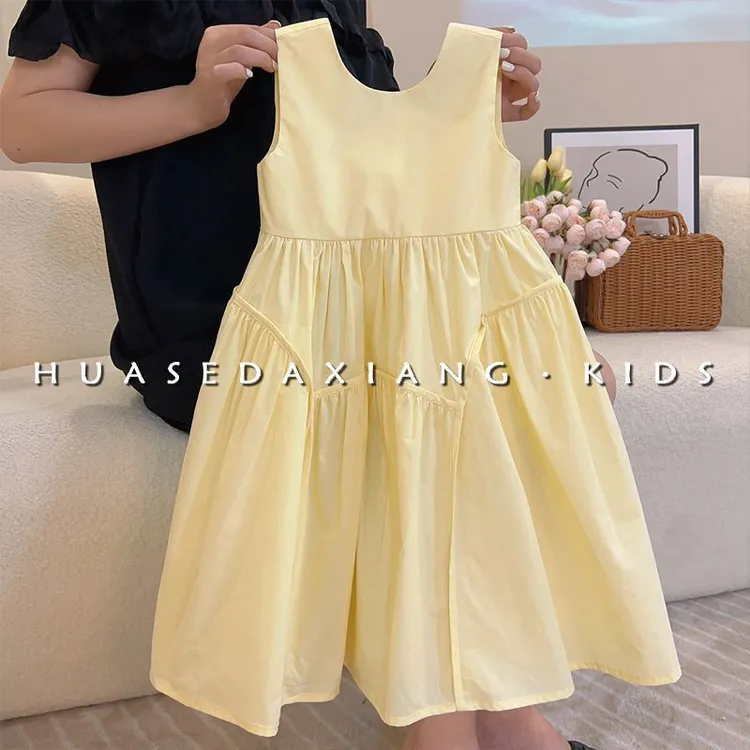 儿童背心裙韩国童装2024大童女童小清新小童洋气简约风气质裙子