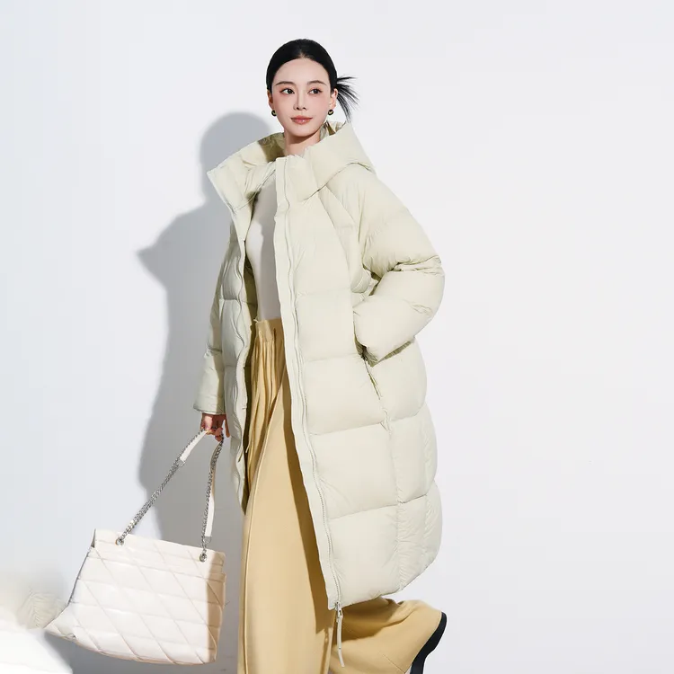 超好看泡芙羽绒服女简约时尚2025年冬季新款加厚加长长款连帽外套