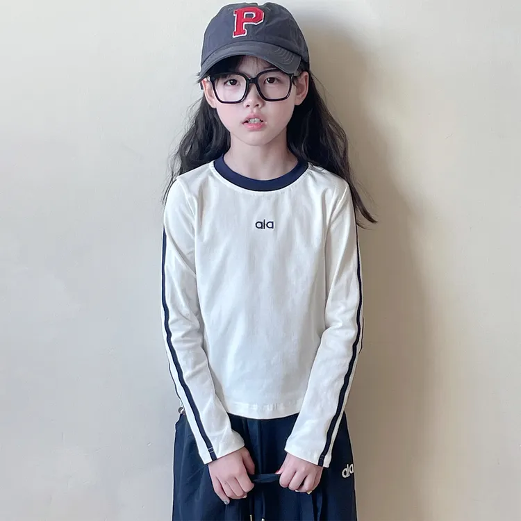 韩版女童白色套装2025新款小女孩秋季洋气长袖t恤儿童潮酷工装裤9