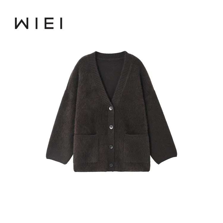 《WI EI》乌托邦*时髦叠穿风羊毛拉绒ROW慵懒云朵大开衫W25409124