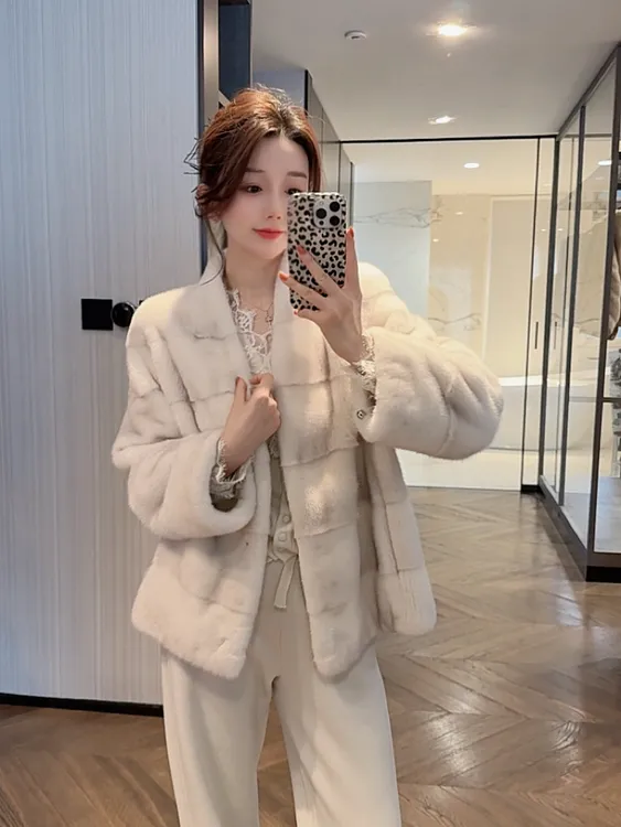 【大静静】“皇冠天鹅绒水貂”京都名媛高级显瘦进口水貂外套