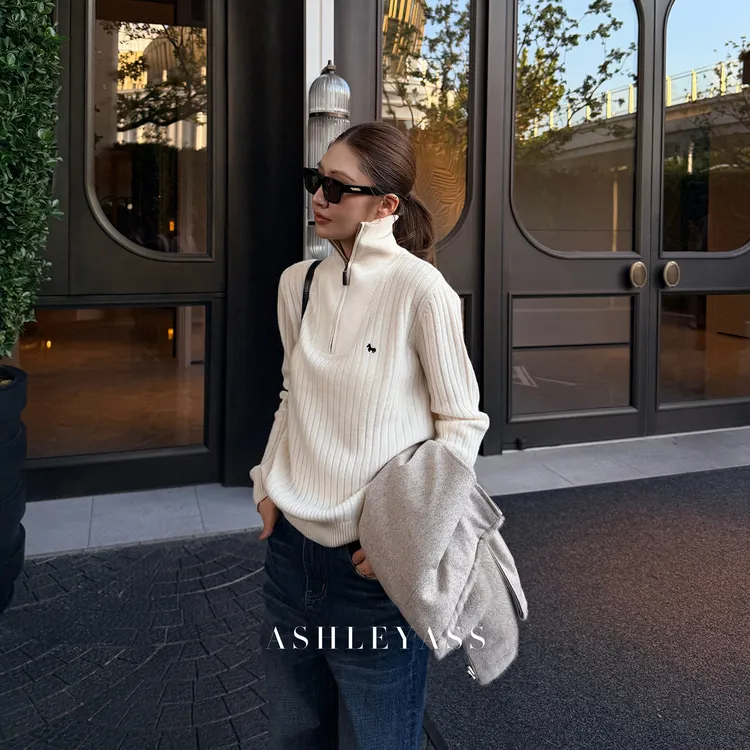 【ASHLEYASS】“奢调刺绣小马”羊毛羊绒轻奢格调保暖毛衣LSM251595W