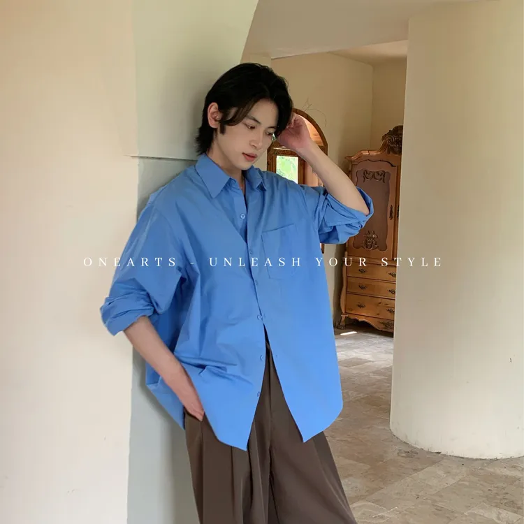 【ONEARTS衬衫】cleanfit韩系慵懒风宽松纯棉衬衫高级感痞帅衬衫