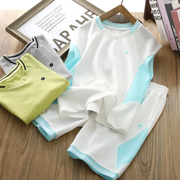 男童夏装套装2025新款儿童装无袖背心短裤两件套夏季拼色潮运动服