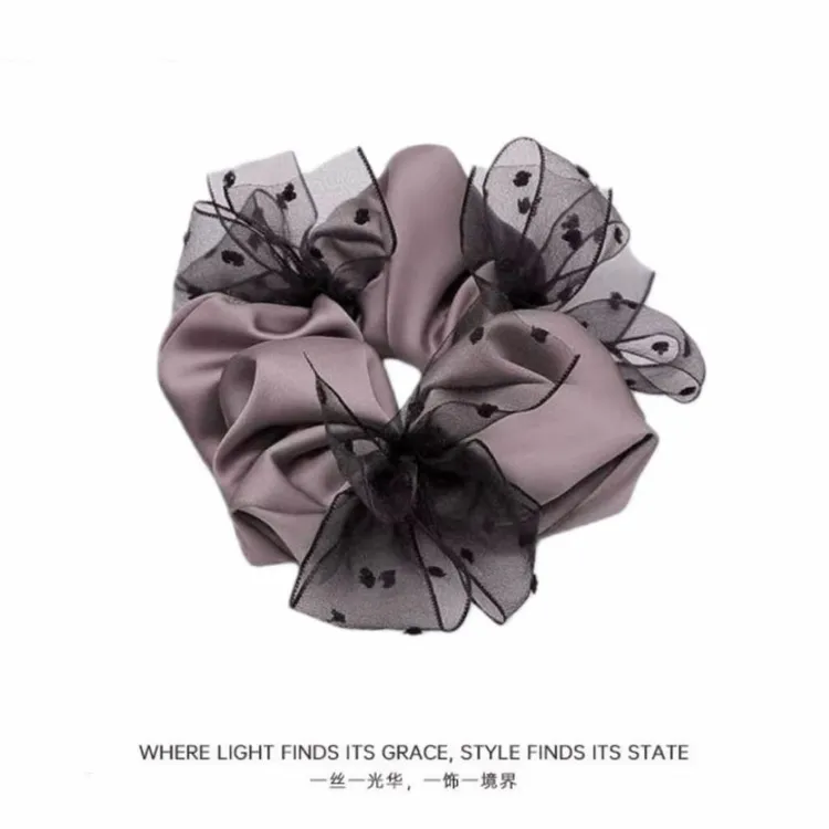 慵懒又高级~重工缎面蝴蝶结发圈温柔风气质布艺大肠圈丸子头发圈