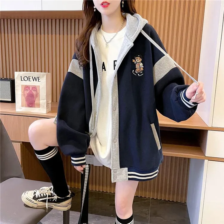 开衫纽扣刺绣外套女春秋季薄款休闲韩版大码女装胖mm休闲百搭美式