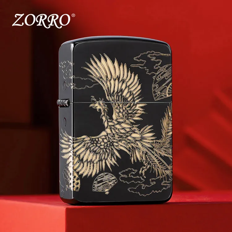 ZORRO佐罗Z910S黑冰凤舞九天防风煤油打火机送男生节日七夕礼物