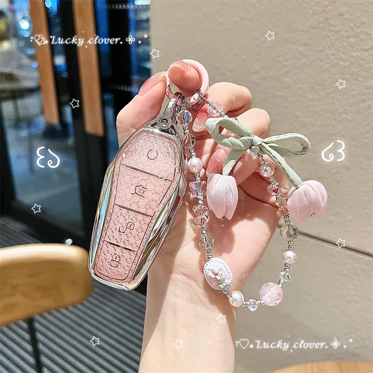 适用于比亚迪海鸥钥匙套秦plus海狮06海豹05海豚汉ev驱逐舰钻石纹