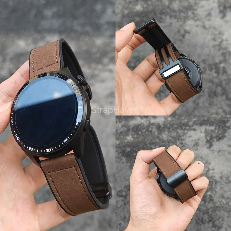 贴皮硅胶表带适用于华为手表GT5pro/4磁吸watch5舒适GT6亲肤腕带