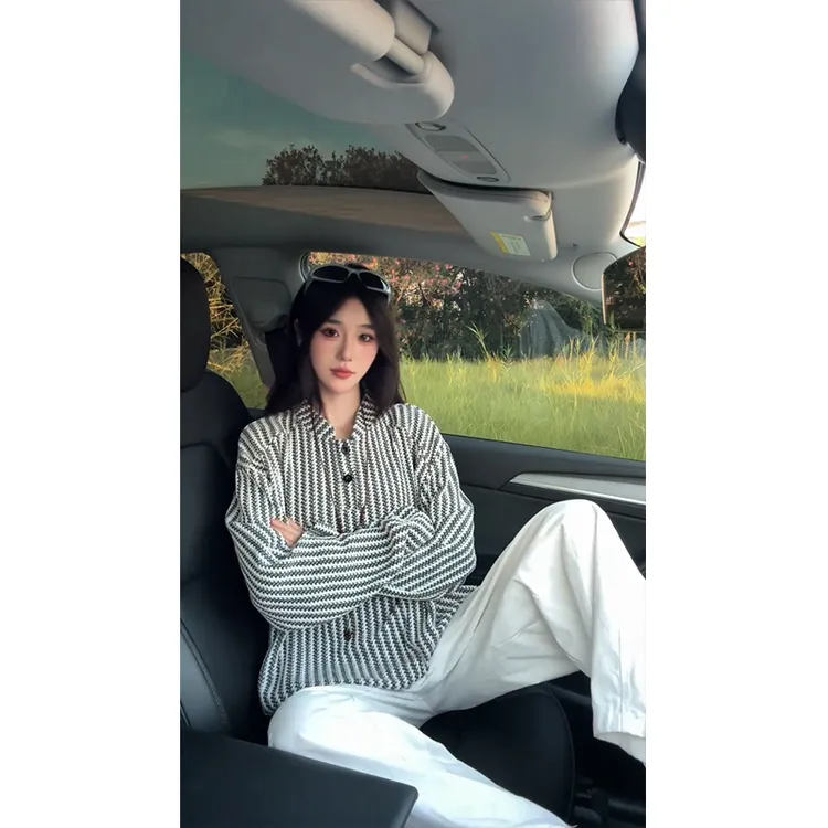 条纹秋季亨利领设计感休闲卫衣长袖打底衫男女t恤潮流松弛感上衣