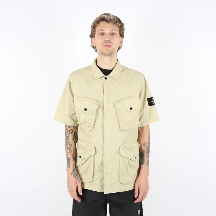 【大码特价】Stone Island石头岛立体多口袋棉质短袖衬衫 卡其色 