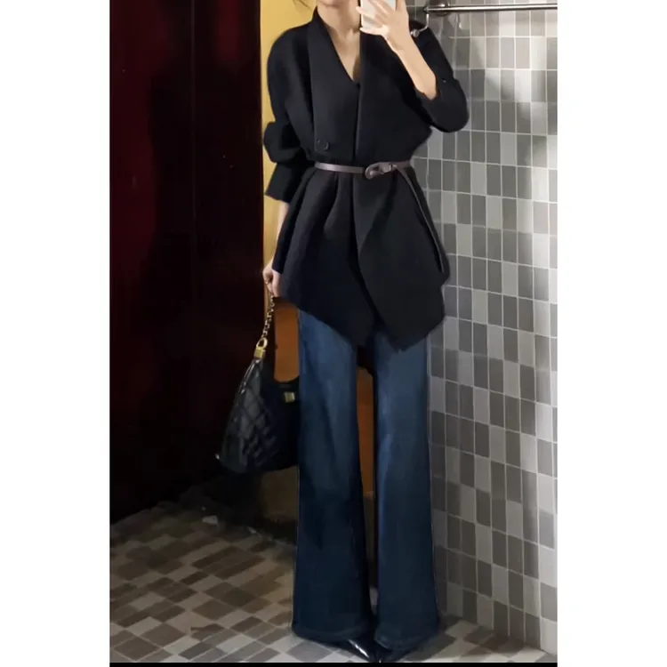 AiLin陈艾林 中长款毛衣外套气质御姐秋冬赫本风宽松针织开衫显瘦