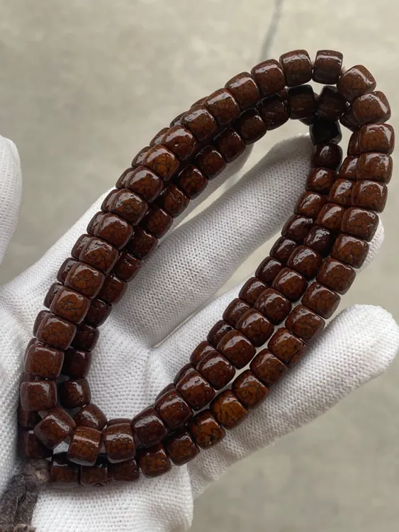 藏区8mm回流开片老星月菩提长串108颗纹理温和文玩好物推荐