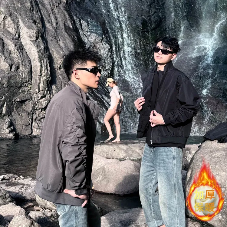 美式教练夹克工装三防立领休闲秋冬加厚棉服飞行工装百搭棉衣外套