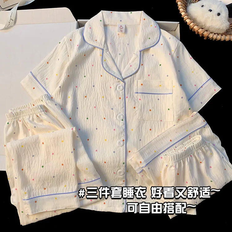 软呼呼儿童睡衣女短袖长裤女孩2025新款夏季公主风甜美女童家居服