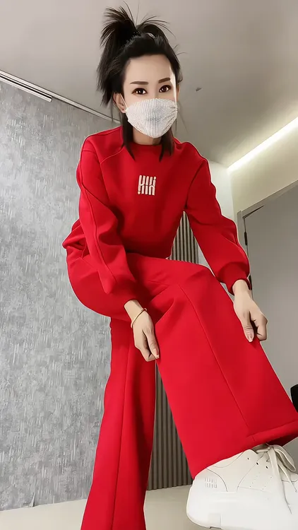 秋冬新款时尚气质宽松显瘦大码加绒长袖卫衣休闲阔腿卫裤两件套女